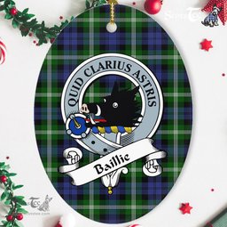 Baillie Scottish Clan Badge Plaid Ornament Gift. Christmas Tree Ornament Baillie Tartan Ornament,  ceramic ornament, personalized christmas ornaments, christmas tree ornaments, christmas door decorations, Plaid Ornament, Tartan Ceramic Ornament