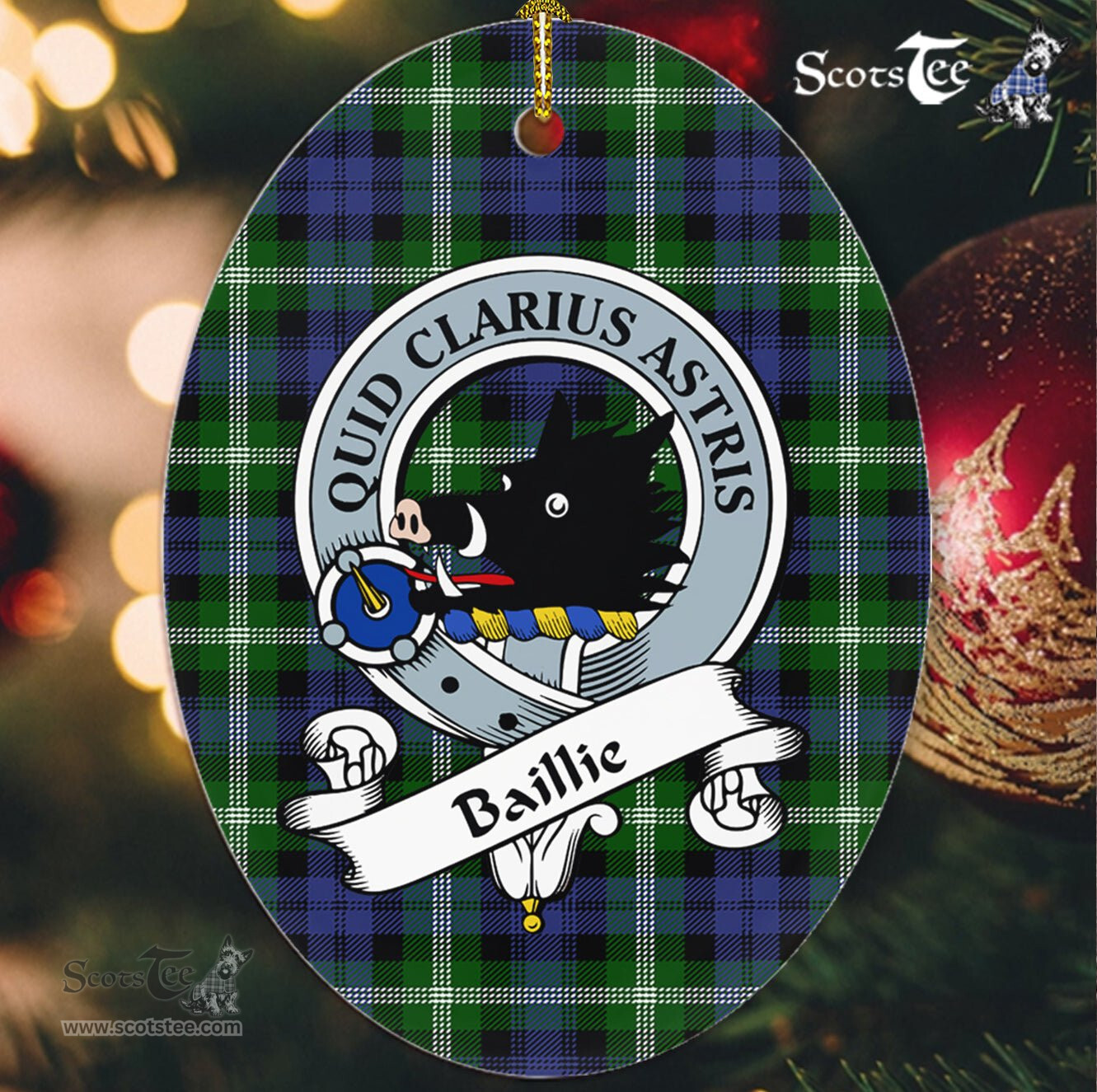 Baillie Scottish Clan Badge Plaid Ornament Gift. Christmas Tree Ornament Baillie Tartan Ornament,  ceramic ornament, personalized christmas ornaments, christmas tree ornaments, christmas door decorations, Plaid Ornament, Tartan Ceramic Ornament