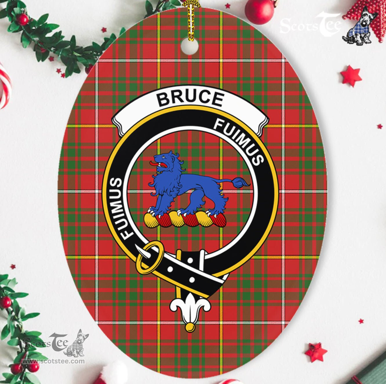 Bruce Scottish Clan Plaid Ornament Gift. Christmas Tree Ornament Bruce Clan Tartan Ornament,  ceramic ornament, personalized christmas ornaments, christmas tree ornaments, christmas door decorations, Plaid Ornament, Tartan Ceramic Ornament
