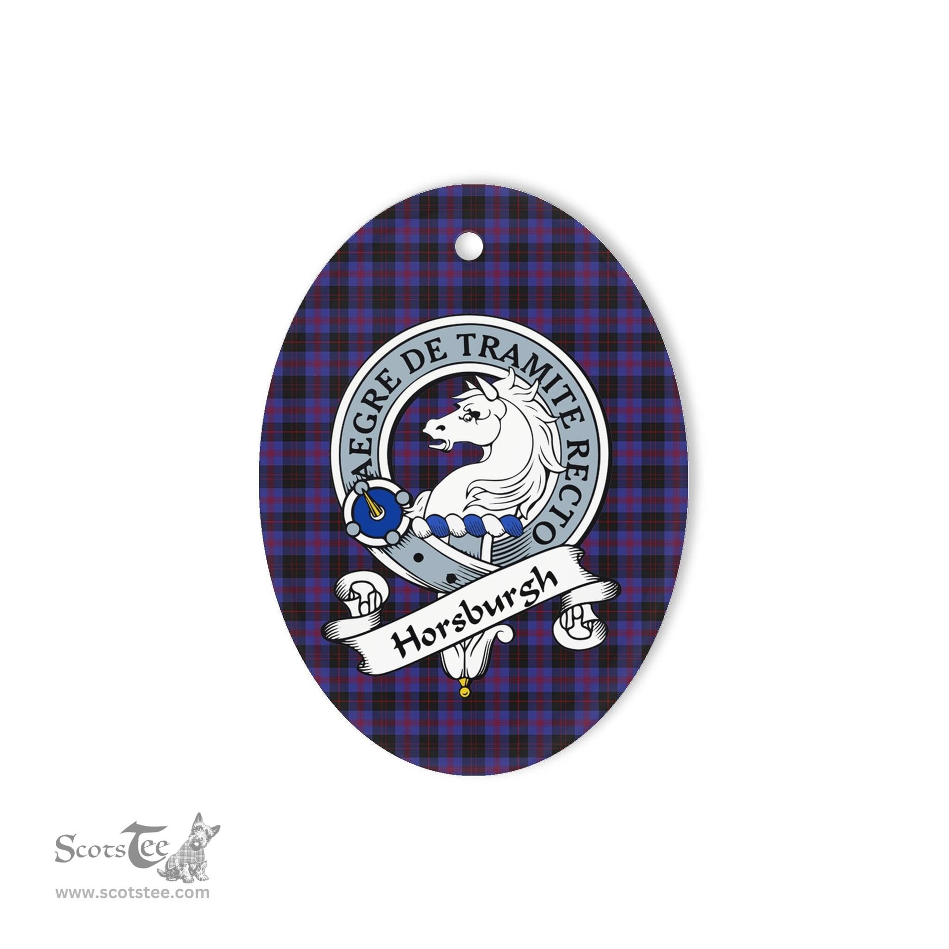 Horsburgh Scottish Clan Badge Plaid Ornament Gift. Christmas Tree Ornament Horsburgh Tartan Ornament,  ceramic ornament, personalized christmas ornaments, christmas tree ornaments, christmas door decorations, Plaid Ornament, Tartan Ceramic Ornament