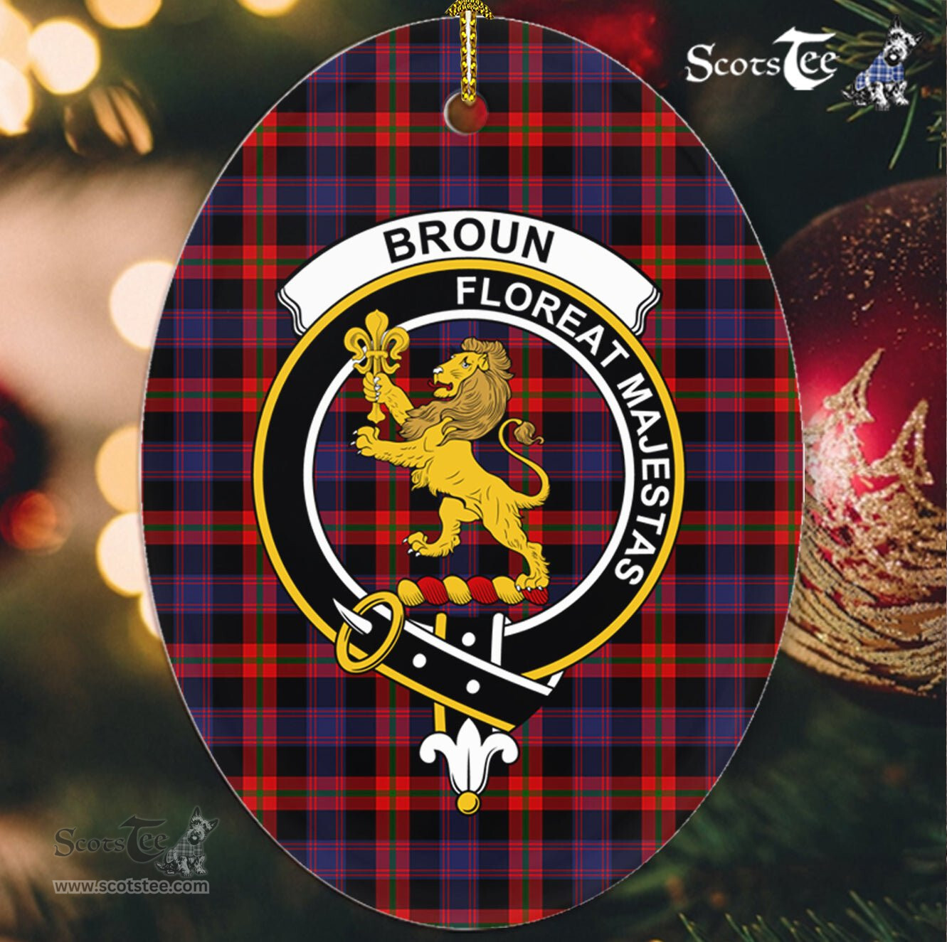 Broun Scottish Clan Plaid Ornament Gift. Christmas Tree Ornament Broun Clan Tartan Ornament,  ceramic ornament, personalized christmas ornaments, christmas tree ornaments, christmas door decorations, Plaid Ornament, Tartan Ceramic Ornament