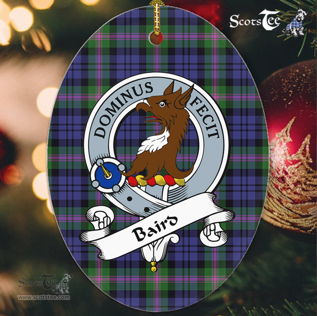 Baird Scottish Clan Badge Plaid Ornament Gift. Christmas Tree Ornament Baird Tartan Ornament,  ceramic ornament, personalized christmas ornaments, christmas tree ornaments, christmas door decorations, Plaid Ornament, Tartan Ceramic Ornament