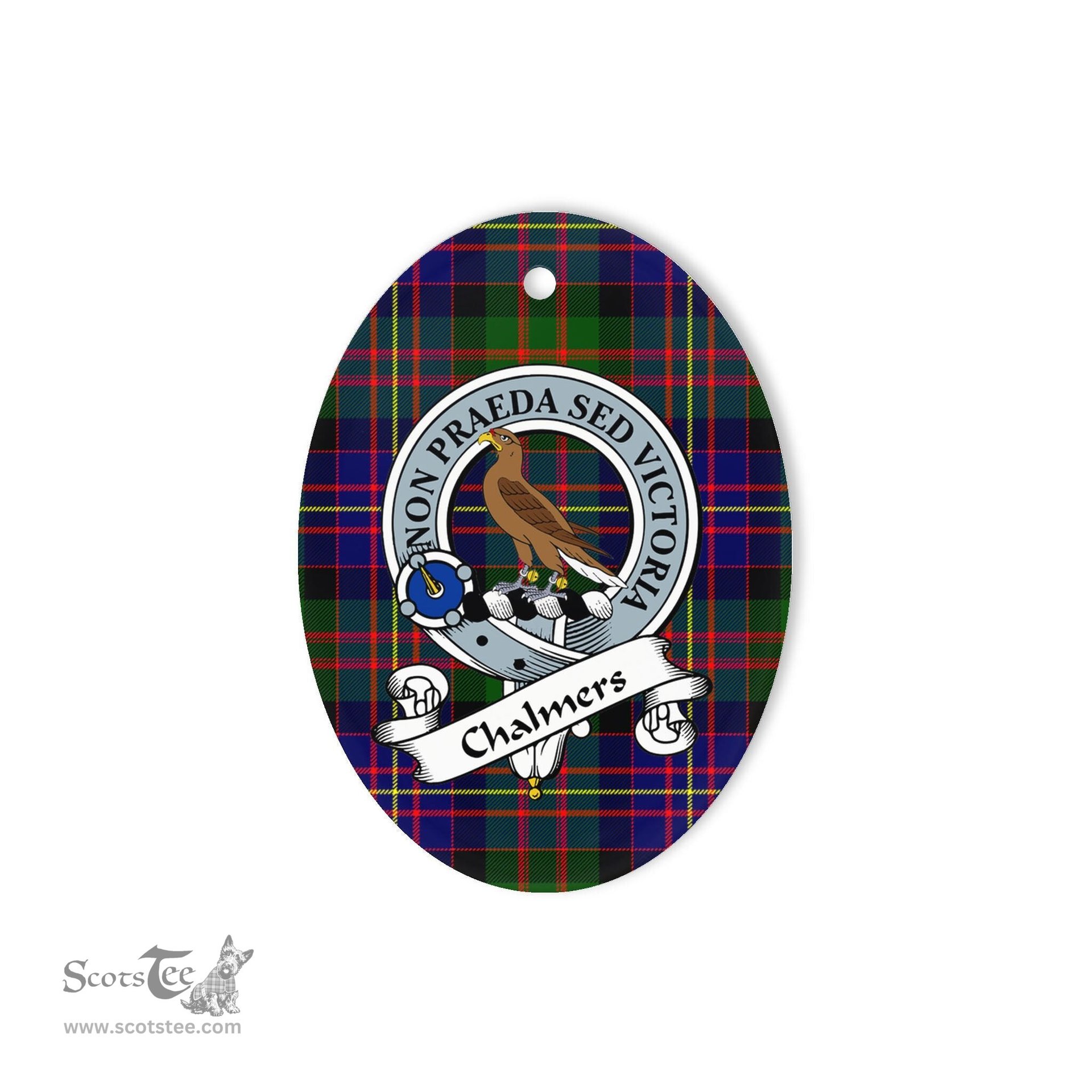 Chalmers Scottish Clan Badge Plaid Ornament Gift. Christmas Tree Ornament Chalmers Tartan Ornament,  ceramic ornament, personalized christmas ornaments, christmas tree ornaments, christmas door decorations, Plaid Ornament, Tartan Ceramic Ornament