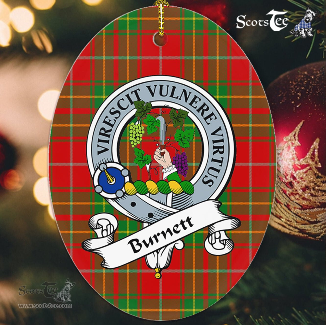 Burnett Scottish Clan Badge Plaid Ornament Gift. Christmas Tree Ornament Burnett Tartan Ornament,  ceramic ornament, personalized christmas ornaments, christmas tree ornaments, christmas door decorations, Plaid Ornament, Tartan Ceramic Ornament
