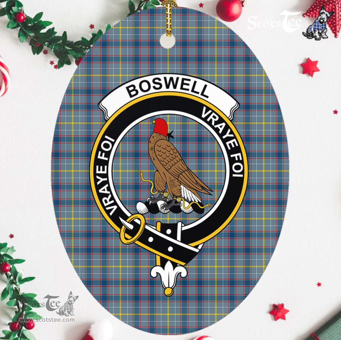 Boswell Scottish Clan Plaid Ornament Gift. Christmas Tree Ornament Boswell Clan Tartan Ornament,  ceramic ornament, personalized christmas ornaments, christmas tree ornaments, christmas door decorations, Plaid Ornament, Tartan Ceramic Ornament
