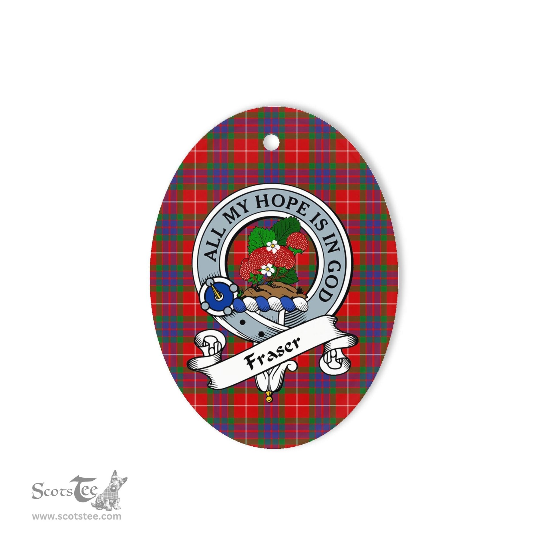 Fraser Scottish Clan Badge Plaid Ornament Gift. Christmas Tree Ornament Fraser Tartan Ornament,  ceramic ornament, personalized christmas ornaments, christmas tree ornaments, christmas door decorations, Plaid Ornament, Tartan Ceramic Ornament