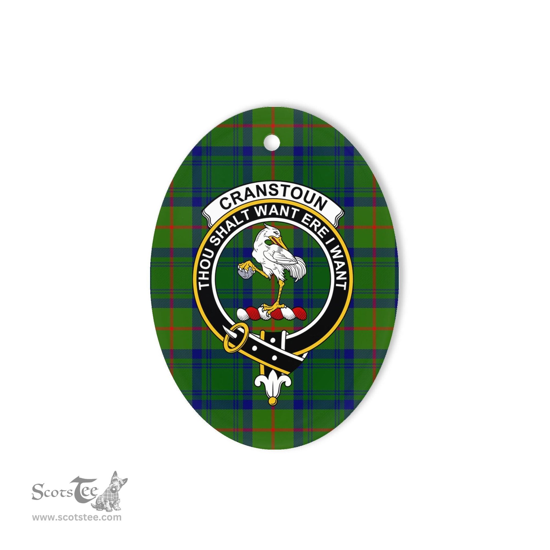 Cranstoun Scottish Clan Plaid Ornament Gift. Christmas Tree Ornament Cranstoun Clan Tartan Ornament,  ceramic ornament, personalized christmas ornaments, christmas tree ornaments, christmas door decorations, Plaid Ornament, Tartan Ceramic Ornament