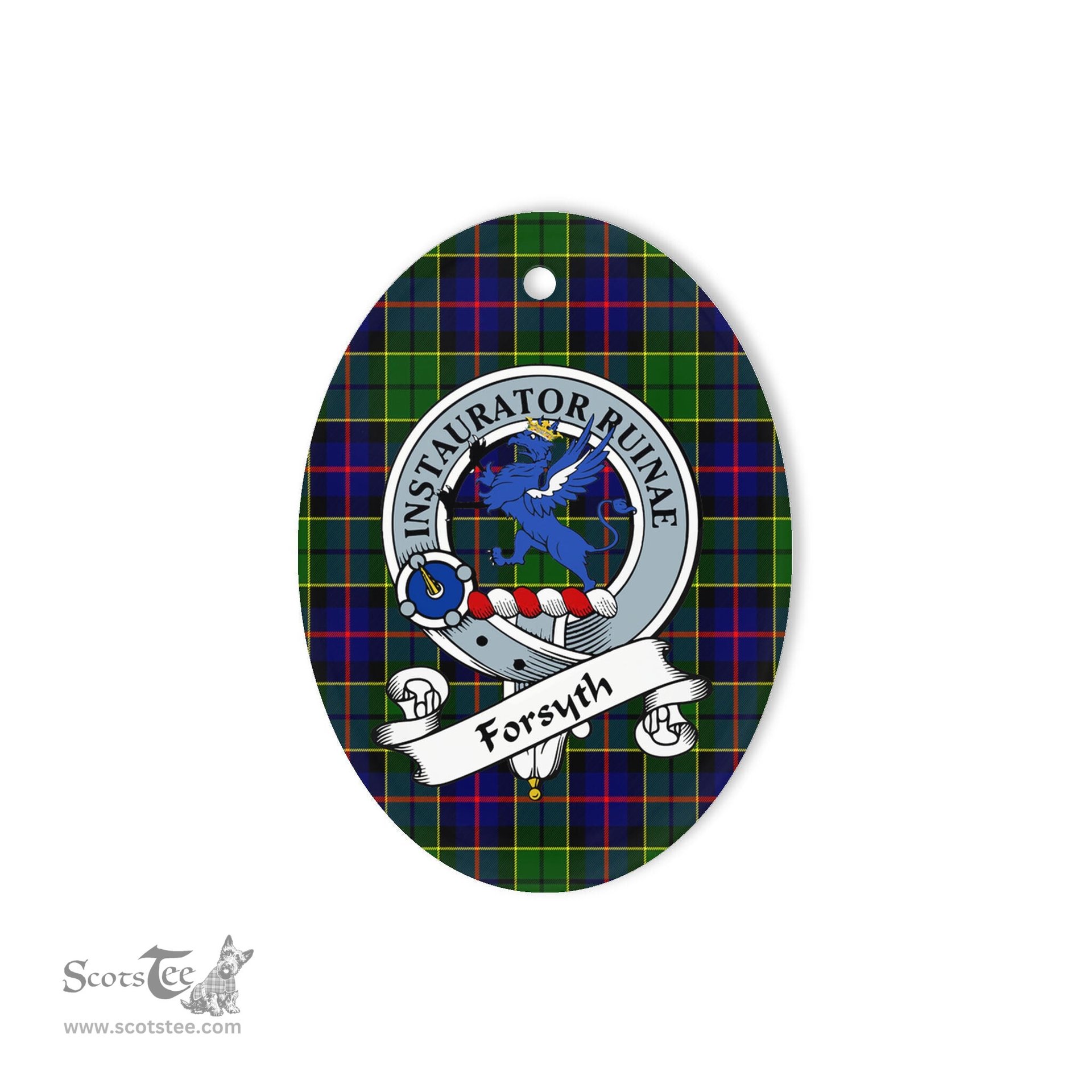 Forsyth Scottish Clan Badge Plaid Ornament Gift. Christmas Tree Ornament Forsyth Tartan Ornament,  ceramic ornament, personalized christmas ornaments, christmas tree ornaments, christmas door decorations, Plaid Ornament, Tartan Ceramic Ornament