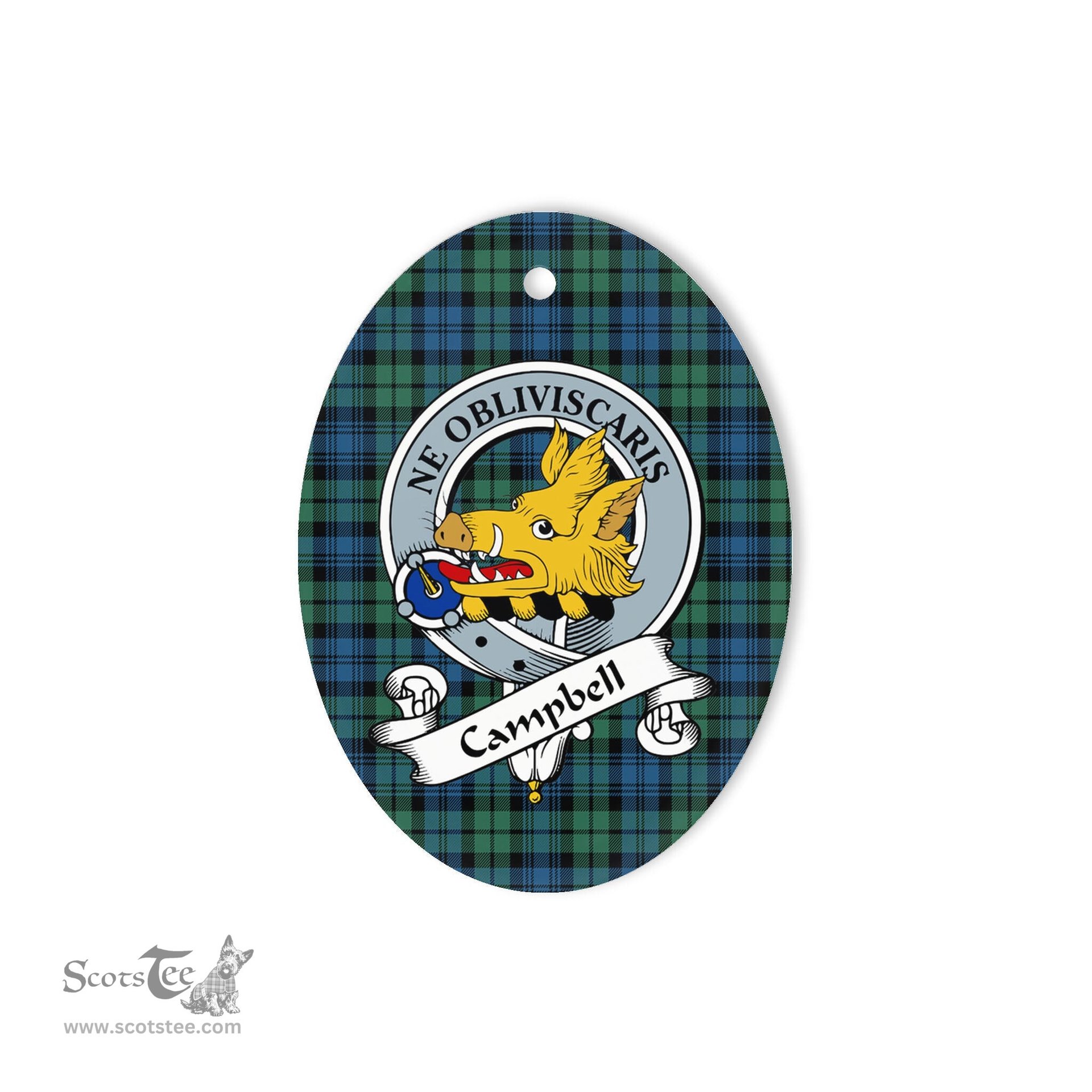 Campbell Scottish Clan Badge Plaid Ornament Gift. Christmas Tree Ornament Campbell Tartan Ornament,  ceramic ornament, personalized christmas ornaments, christmas tree ornaments, christmas door decorations, Plaid Ornament, Tartan Ceramic Ornament