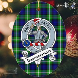 Bannerman Scottish Clan Badge Plaid Ornament Gift. Christmas Tree Ornament Bannerman Tartan Ornament,  ceramic ornament, personalized christmas ornaments, christmas tree ornaments, christmas door decorations, Plaid Ornament, Tartan Ceramic Ornament