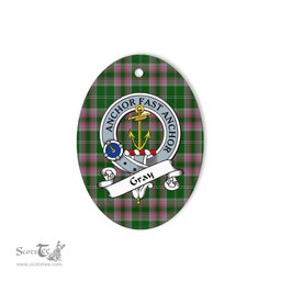 Gray Scottish Clan Badge Plaid Ornament Gift. Christmas Tree Ornament Gray Tartan Ornament,  ceramic ornament, personalized christmas ornaments, christmas tree ornaments, christmas door decorations, Plaid Ornament, Tartan Ceramic Ornament