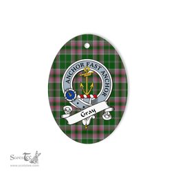 Gray Scottish Clan Badge Plaid Ornament Gift. Christmas Tree Ornament Gray Tartan Ornament,  ceramic ornament, personalized christmas ornaments, christmas tree ornaments, christmas door decorations, Plaid Ornament, Tartan Ceramic Ornament