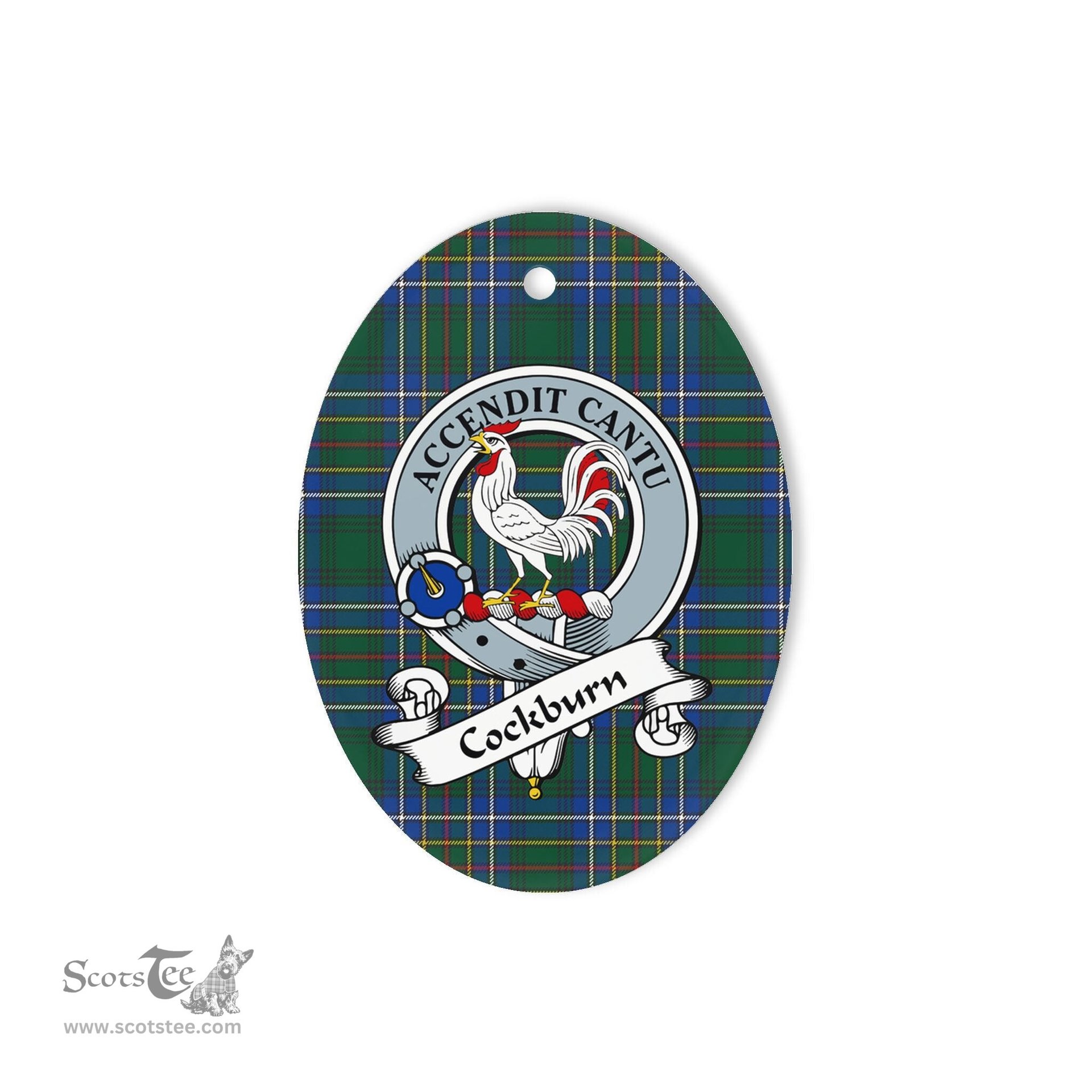 Cockburn Scottish Clan Badge Plaid Ornament Gift. Christmas Tree Ornament Cockburn Tartan Ornament,  ceramic ornament, personalized christmas ornaments, christmas tree ornaments, christmas door decorations, Plaid Ornament, Tartan Ceramic Ornament