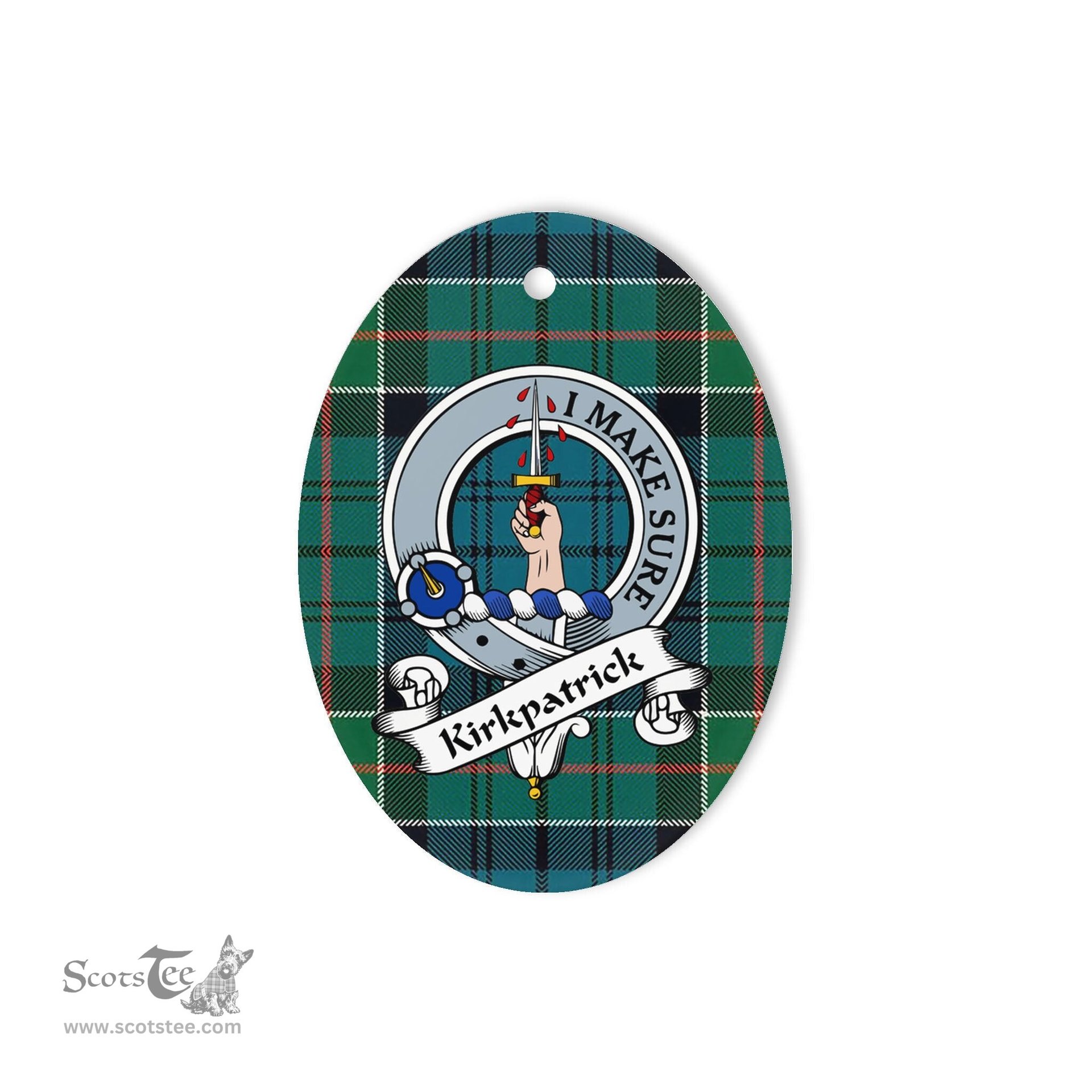 Kirkpatrick Scottish Clan Badge Plaid Ornament Gift. Christmas Tree Ornament Kirkpatrick Tartan Ornament,  ceramic ornament, personalized christmas ornaments, christmas tree ornaments, christmas door decorations, Plaid Ornament, Tartan Ceramic Ornament