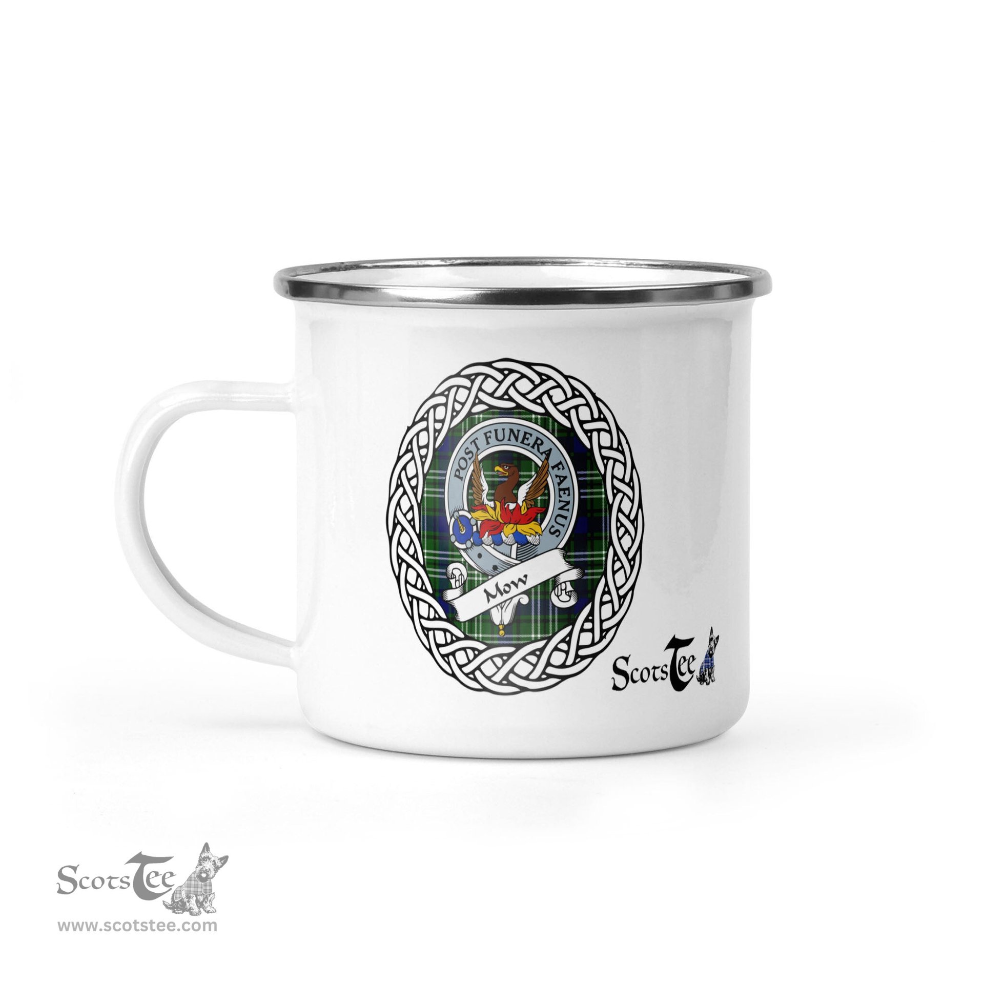 Scotstee Shop Tartan Plaid Camping Mug, Tartan Campfire Mugs, camping coffee mug Mow Scottish Clan Tartan Crest Badge