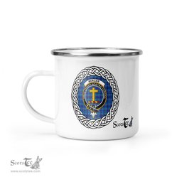 Scotstee Shop Tartan Plaid Camping Mug, Tartan Campfire Mugs, camping coffee mug Mercer Scottish Clan Tartan Crest Badge