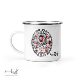 Scotstee Shop Tartan Plaid Camping Mug, Tartan Campfire Mugs, camping coffee mug Menzies Scottish Clan Tartan Crest Badge