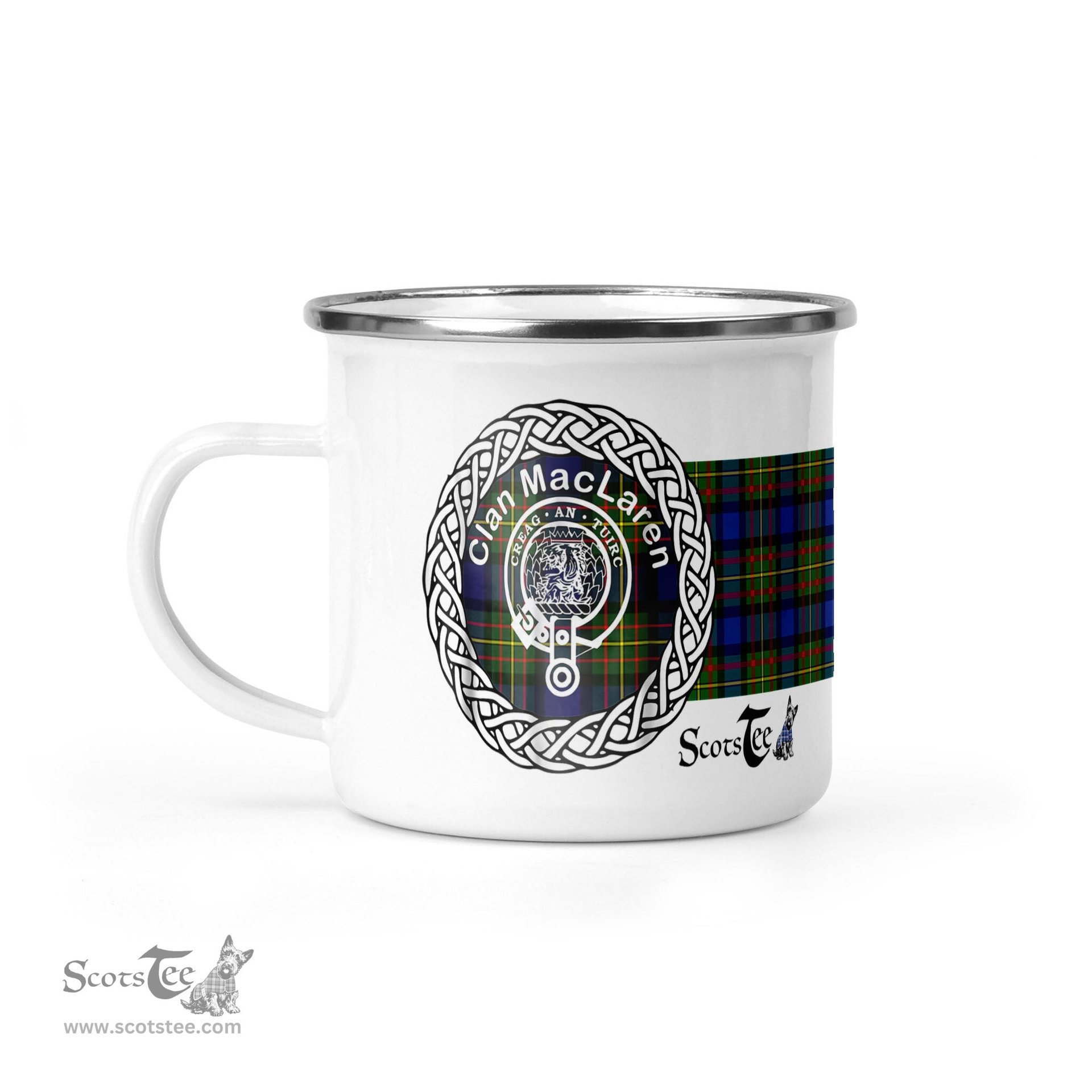 Scotstee Shop Tartan Plaid Camping Mug, Tartan Campfire Mugs, camping coffee mug MacLaren Scottish Clan Tartan Crest Badge Old Coffee Mug Custom Scottish Mug