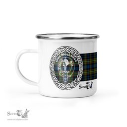 Scotstee Shop Tartan Plaid Camping Mug, Tartan Campfire Mugs, camping coffee mug Maclellan Clan Tartan Crest Badge Coffee Mug Custom Scottish Mug