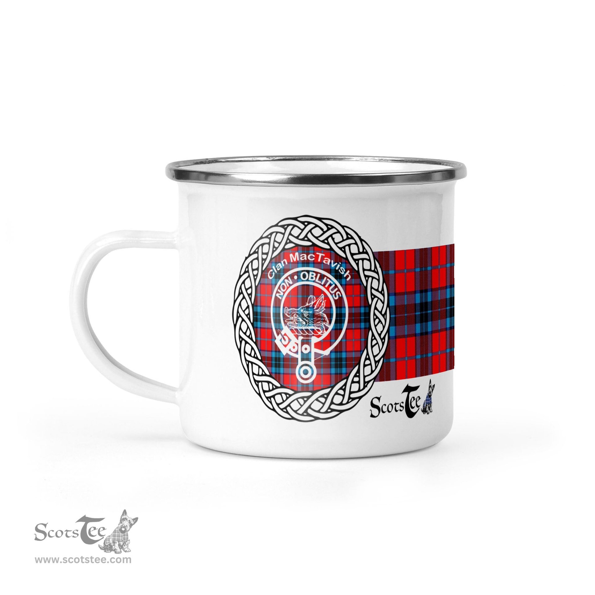 Scotstee Shop Tartan Plaid Camping Mug, Tartan Campfire Mugs, camping coffee mug MacTavish Clan Tartan Crest Badge Coffee Mug Custom Scottish Mug