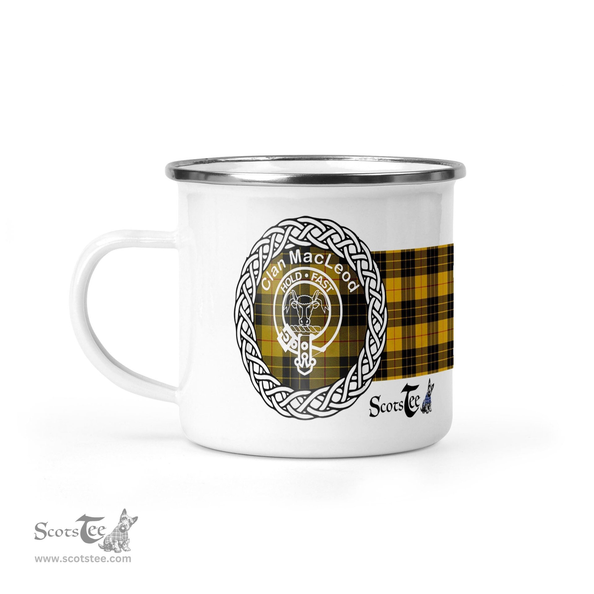 Scotstee Shop Tartan Plaid Camping Mug, Tartan Campfire Mugs, camping coffee mug MacLeod Ancient Clan Tartan Crest Badge Coffee Mug Custom Scottish Mug