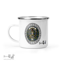 Scotstee Shop Tartan Plaid Camping Mug, Tartan Campfire Mugs, camping coffee mug MacLellan Scottish Clan Tartan Crest Badge