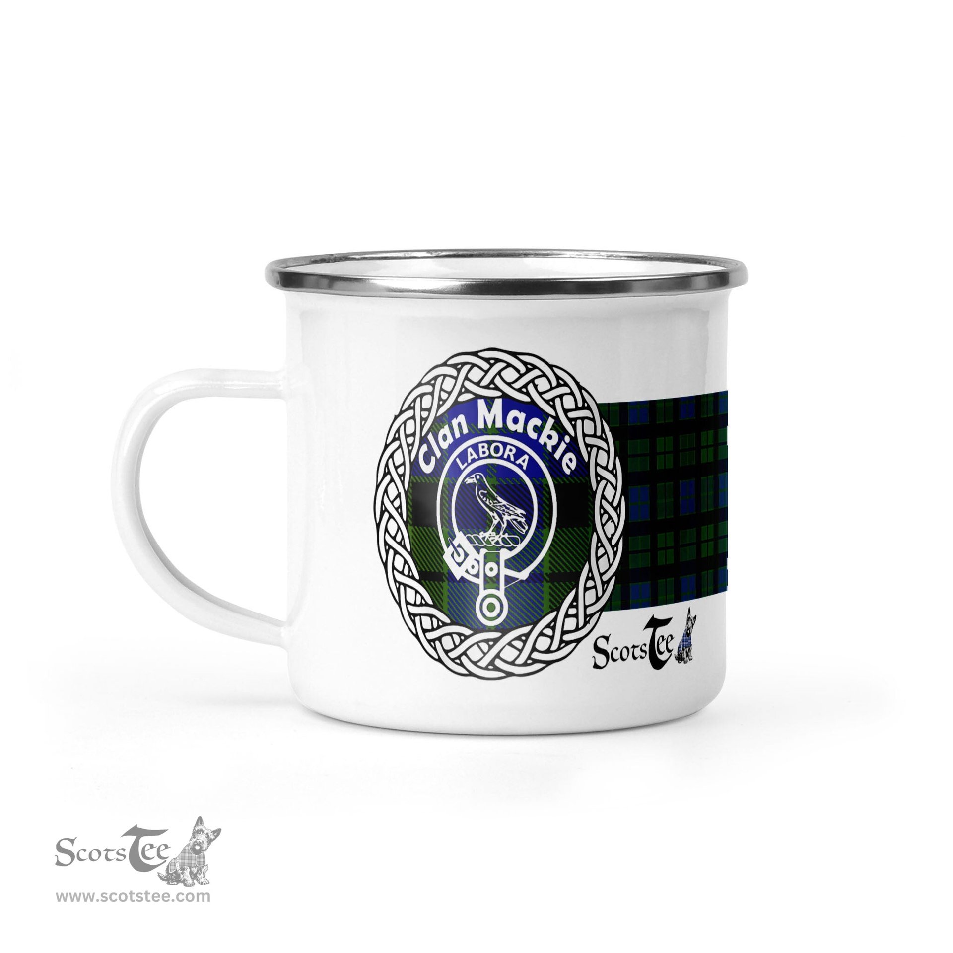Scotstee Shop Tartan Plaid Camping Mug, Tartan Campfire Mugs, camping coffee mug Mackie Clan Tartan Crest Badge Coffee Mug Custom Scottish Mug