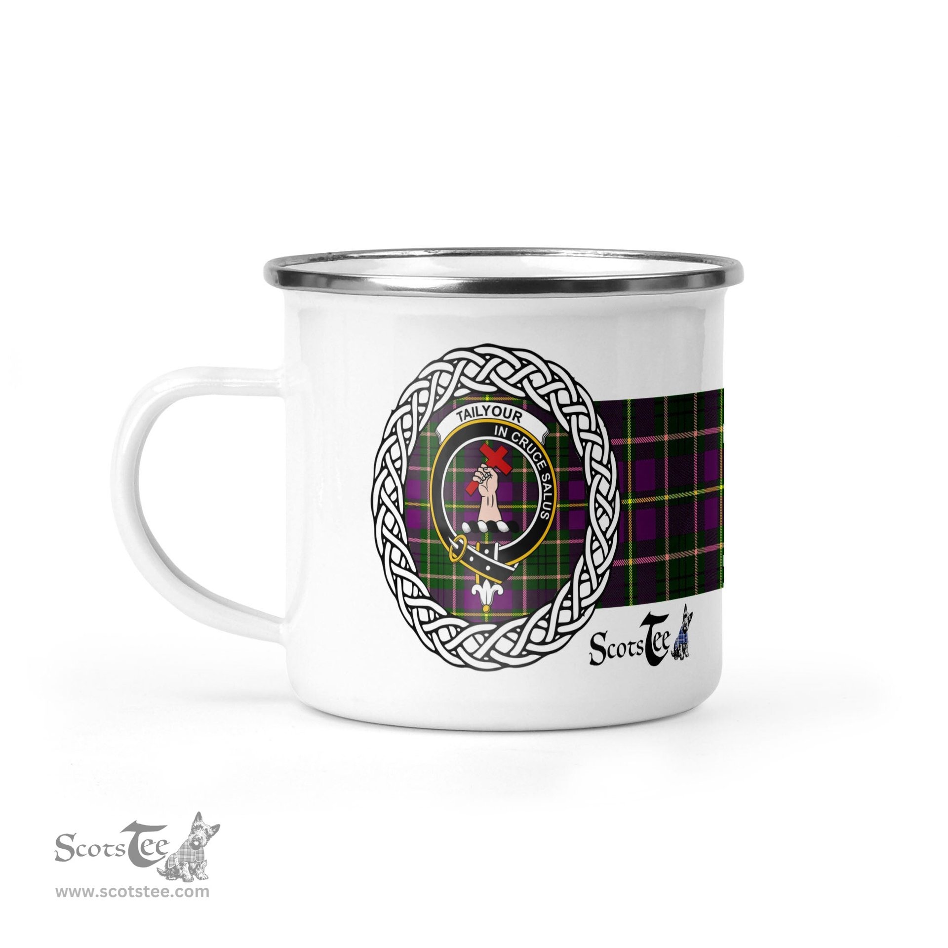 Scotstee Shop Tartan Plaid Camping Mug, Tartan Campfire Mugs, camping coffee mug Tailyour Taylor Scottish Clan Tartan Crest Badge Coffee Mug Custom Scottish Mug