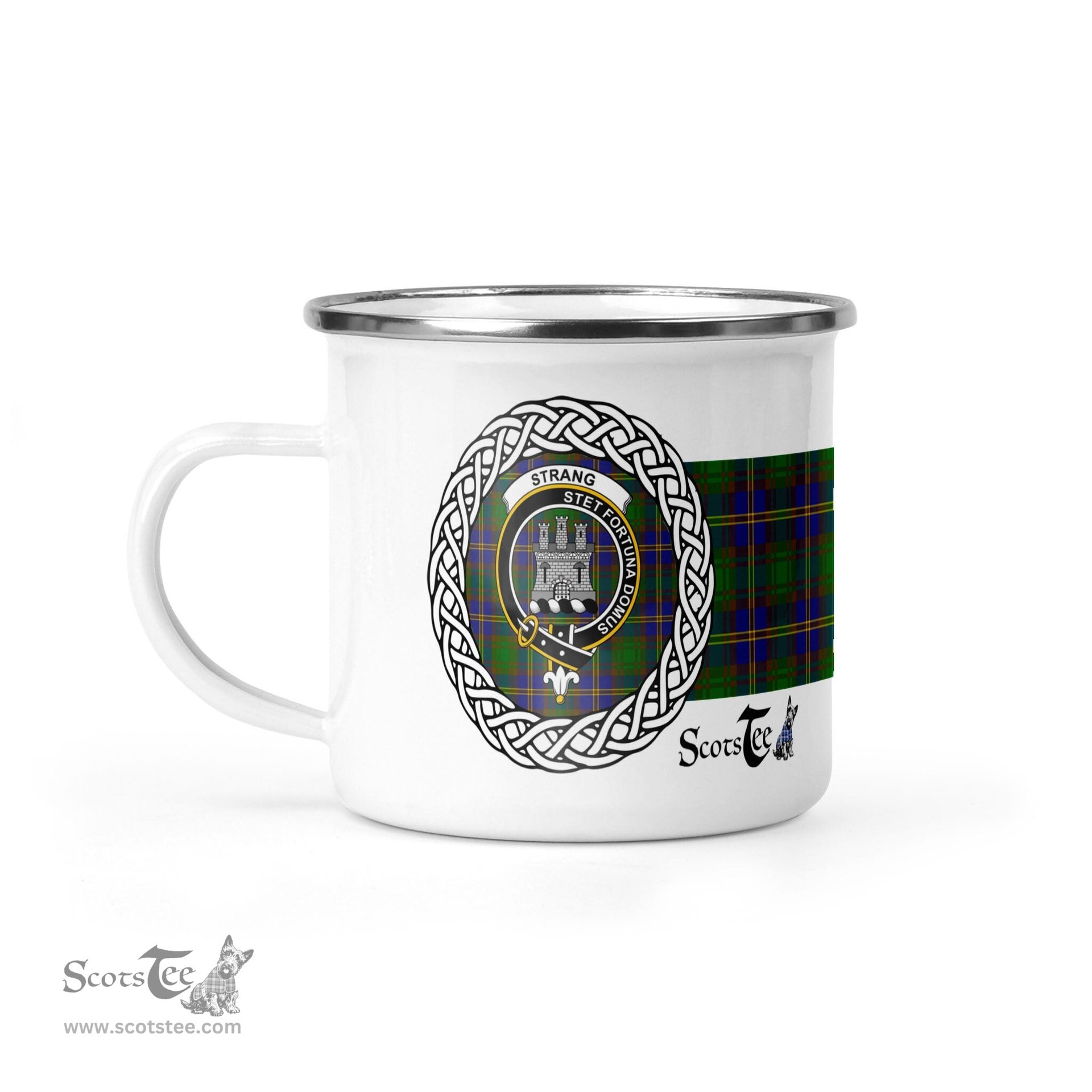 Scotstee Shop Tartan Plaid Camping Mug, Tartan Campfire Mugs, camping coffee mug Strang Strange Scottish Clan Tartan Crest Badge Coffee Mug Custom Scottish Mug