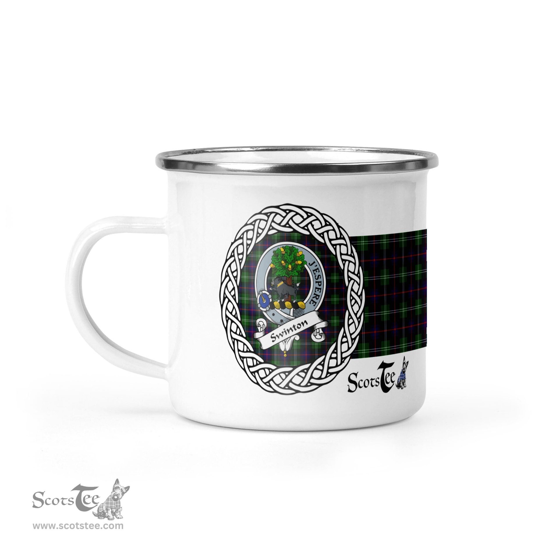 Scotstee Shop Tartan Plaid Camping Mug, Tartan Campfire Mugs, camping coffee mug Swinton Scottish Clan Tartan Crest Badge Coffee Mug Custom Scottish Mug