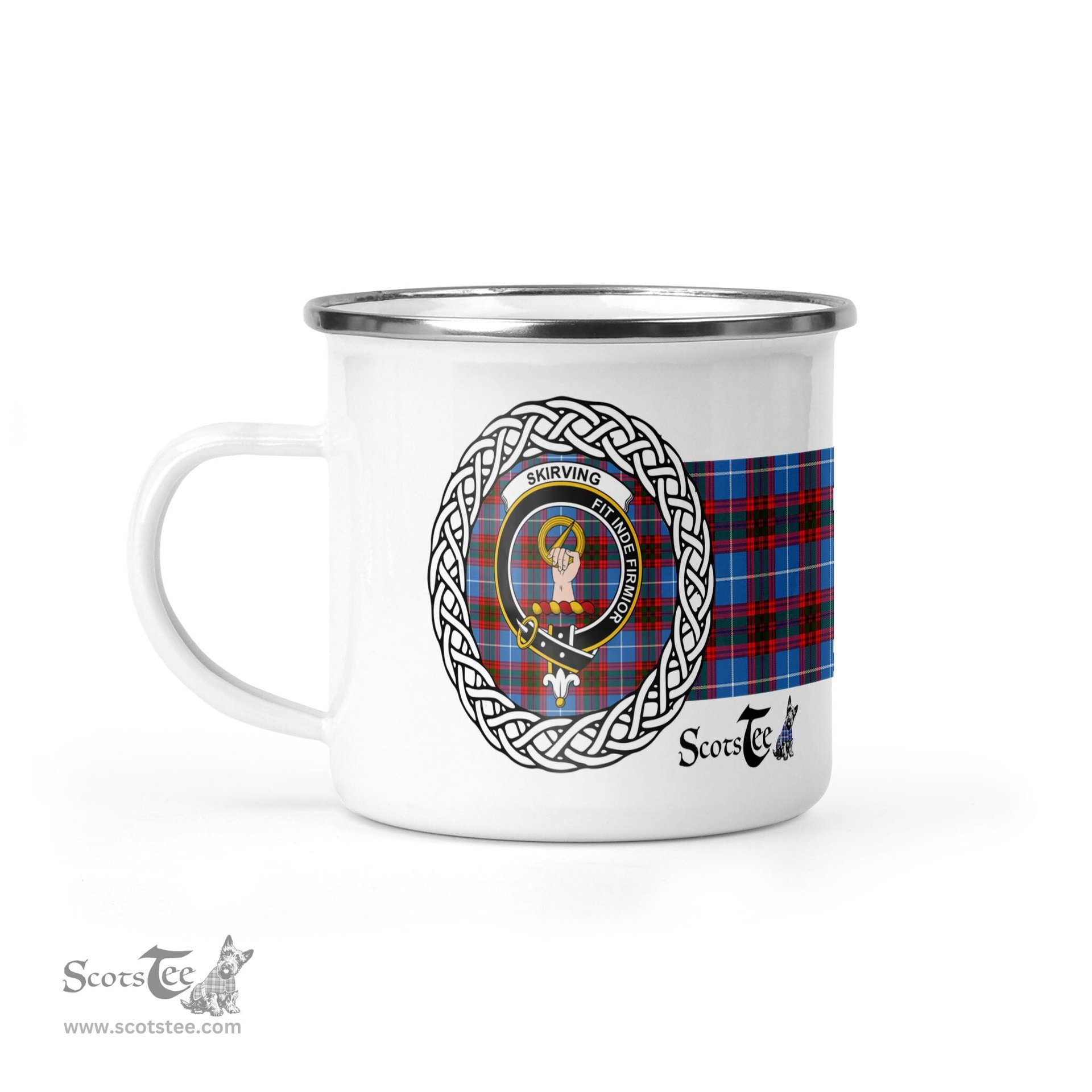 Scotstee Shop Tartan Plaid Camping Mug, Tartan Campfire Mugs, camping coffee mug Skirving Scottish Clan Tartan Crest Badge Coffee Mug Custom Scottish Mug