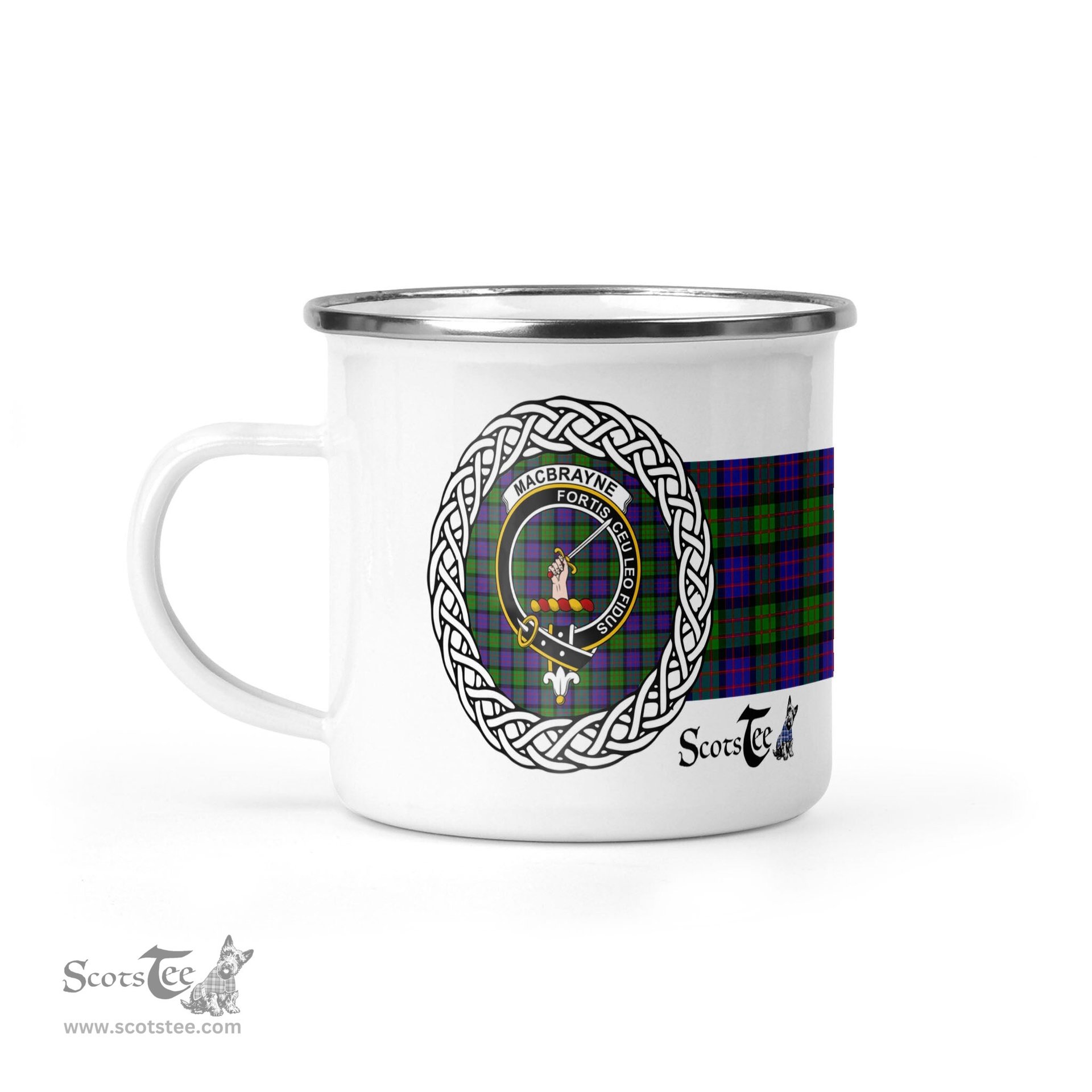 Scotstee Shop Tartan Plaid Camping Mug, Tartan Campfire Mugs, camping coffee mug MacBrayne Scottish Clan Tartan Crest Badge Coffee Mug Custom Scottish Mug