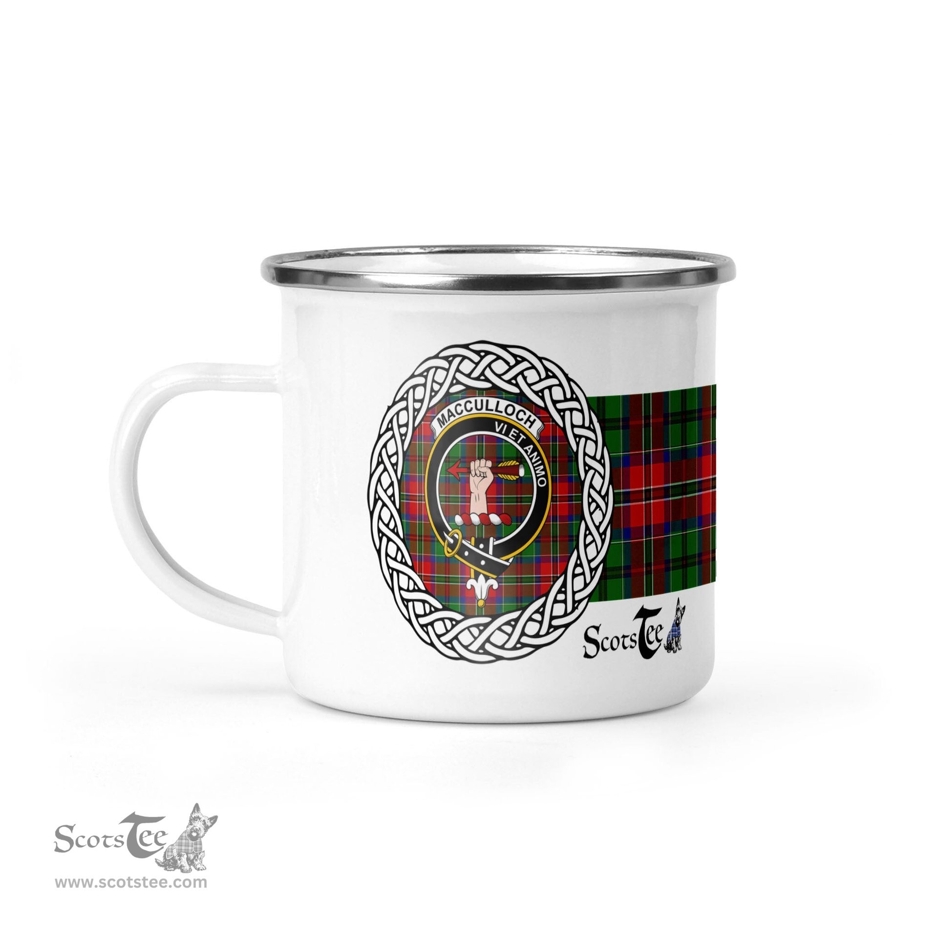 Scotstee Shop Tartan Plaid Camping Mug, Tartan Campfire Mugs, camping coffee mug MacCulloch McCulloch Scottish Clan Tartan Crest Badge Coffee Mug Custom Scottish Mug