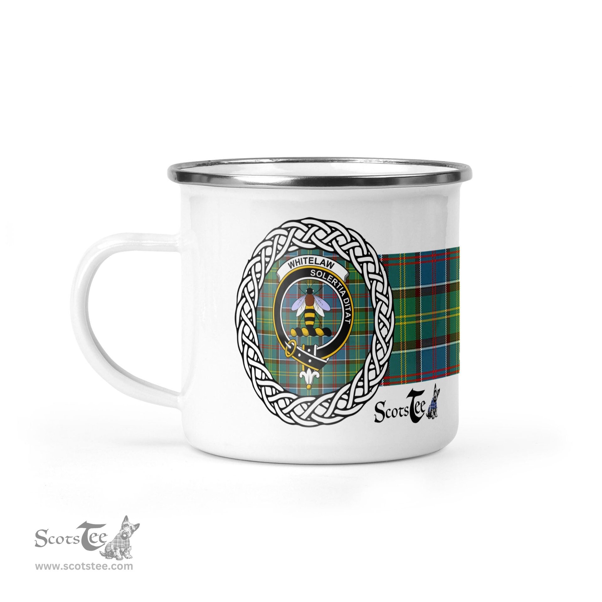 Scotstee Shop Tartan Plaid Camping Mug, Tartan Campfire Mugs, camping coffee mug Whitelaw Scottish Clan Tartan Crest Badge Coffee Mug Custom Scottish Mug