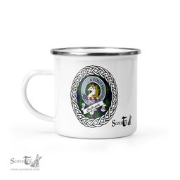 Scotstee Shop Tartan Plaid Camping Mug, Tartan Campfire Mugs, camping coffee mug Oliphant Scottish Clan Tartan Crest Badge
