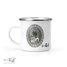 Scotstee Shop Tartan Plaid Camping Mug, Tartan Campfire Mugs, camping coffee mug Pollock Scottish Clan Tartan Crest Badge