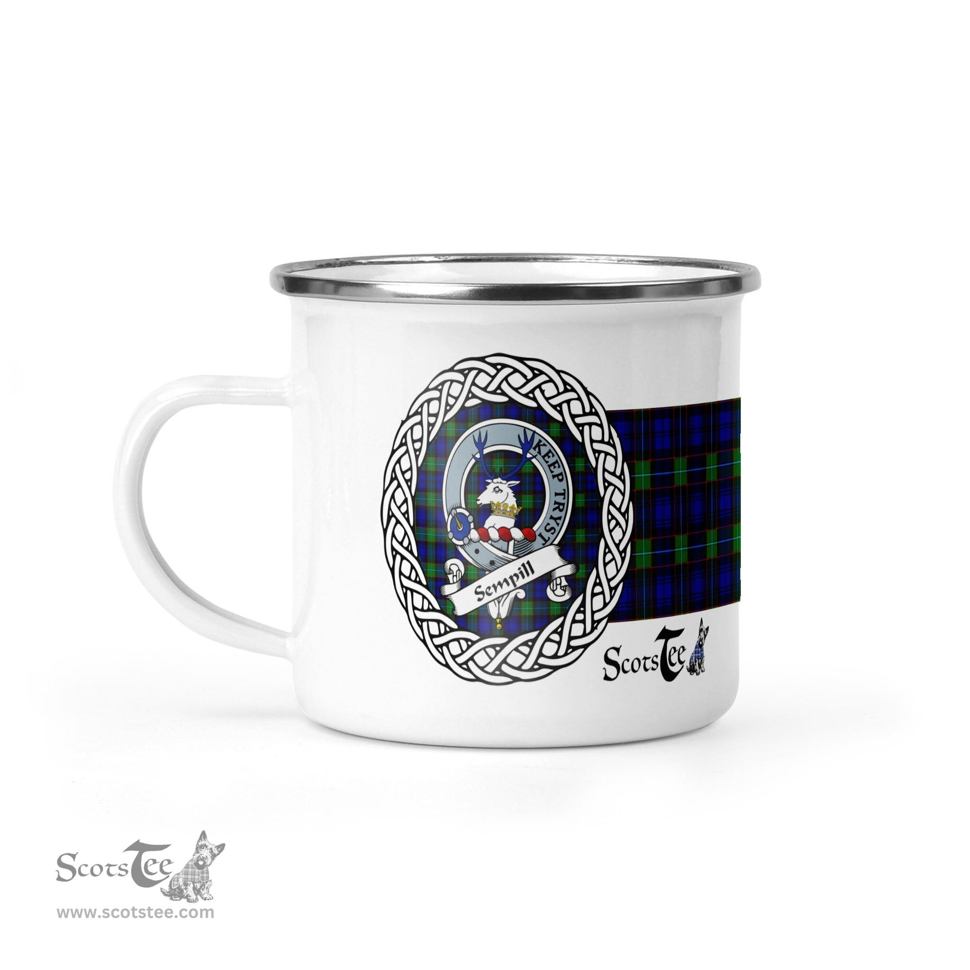 Scotstee Shop Tartan Plaid Camping Mug, Tartan Campfire Mugs, camping coffee mug Sempill Scottish Clan Tartan Crest Badge Coffee Mug Custom Scottish Mug