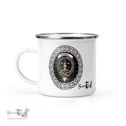 Scotstee Shop Tartan Plaid Camping Mug, Tartan Campfire Mugs, camping coffee mug Russell Scottish Clan Tartan Crest Badge