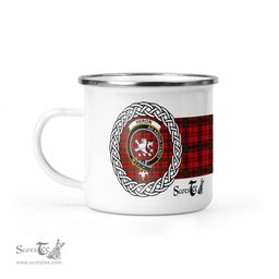 Scotstee Shop Tartan Plaid Camping Mug, Tartan Campfire Mugs, camping coffee mug Heron Scottish Clan Tartan Crest Badge Coffee Mug Custom Scottish Mug