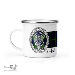 Scotstee Shop Tartan Plaid Camping Mug, Tartan Campfire Mugs, camping coffee mug Johnson Scottish Clan Tartan Crest Badge Coffee Mug Custom Scottish Mug