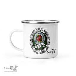 Scotstee Shop Tartan Plaid Camping Mug, Tartan Campfire Mugs, camping coffee mug Primrose Scottish Clan Tartan Crest Badge