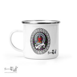 Scotstee Shop Tartan Plaid Camping Mug, Tartan Campfire Mugs, camping coffee mug Logan Scottish Clan Tartan Crest Badge