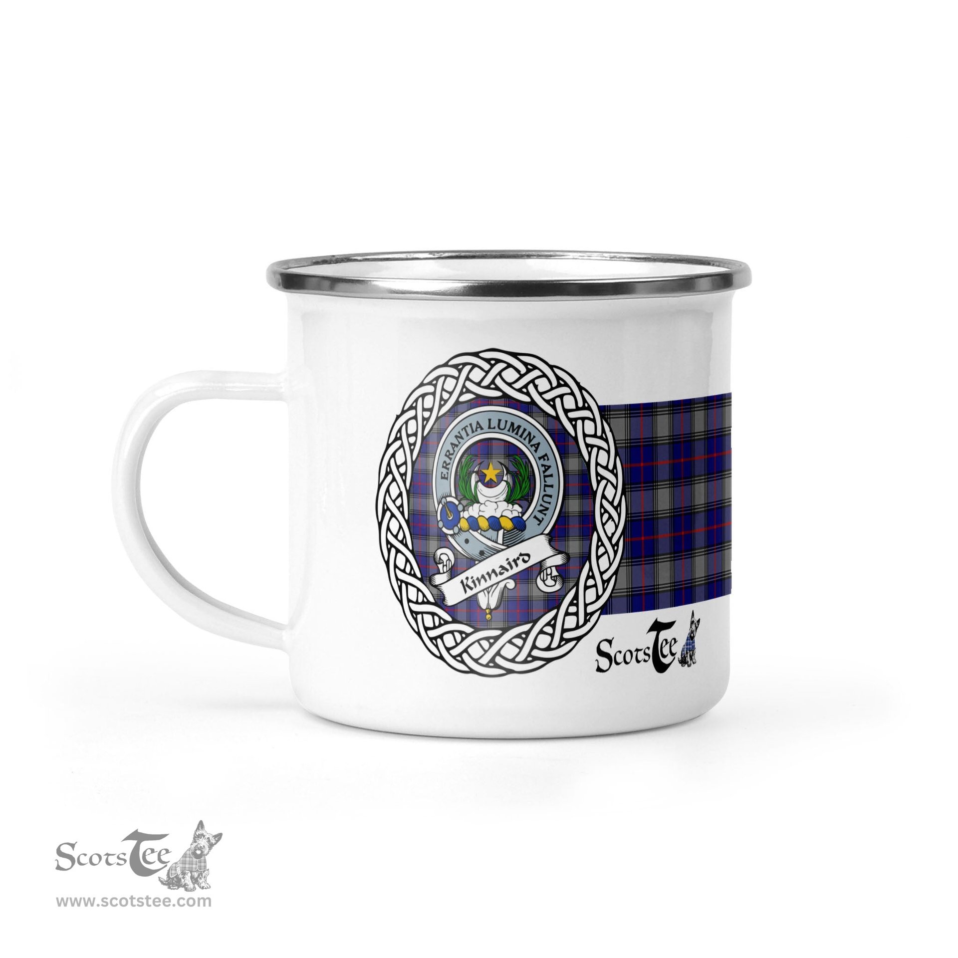 Scotstee Shop Tartan Plaid Camping Mug, Tartan Campfire Mugs, camping coffee mug Kinnaird Scottish Clan Tartan Crest Badge Coffee Mug Custom Scottish Mug