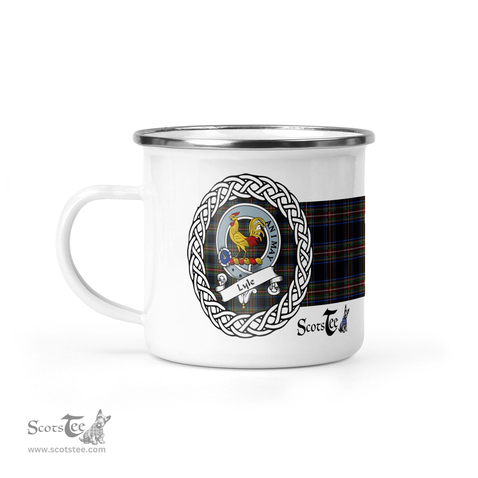 Scotstee Shop Tartan Plaid Camping Mug, Tartan Campfire Mugs, camping coffee mug Lyle Scottish Clan Tartan Crest Badge Coffee Mug Custom Scottish Mug