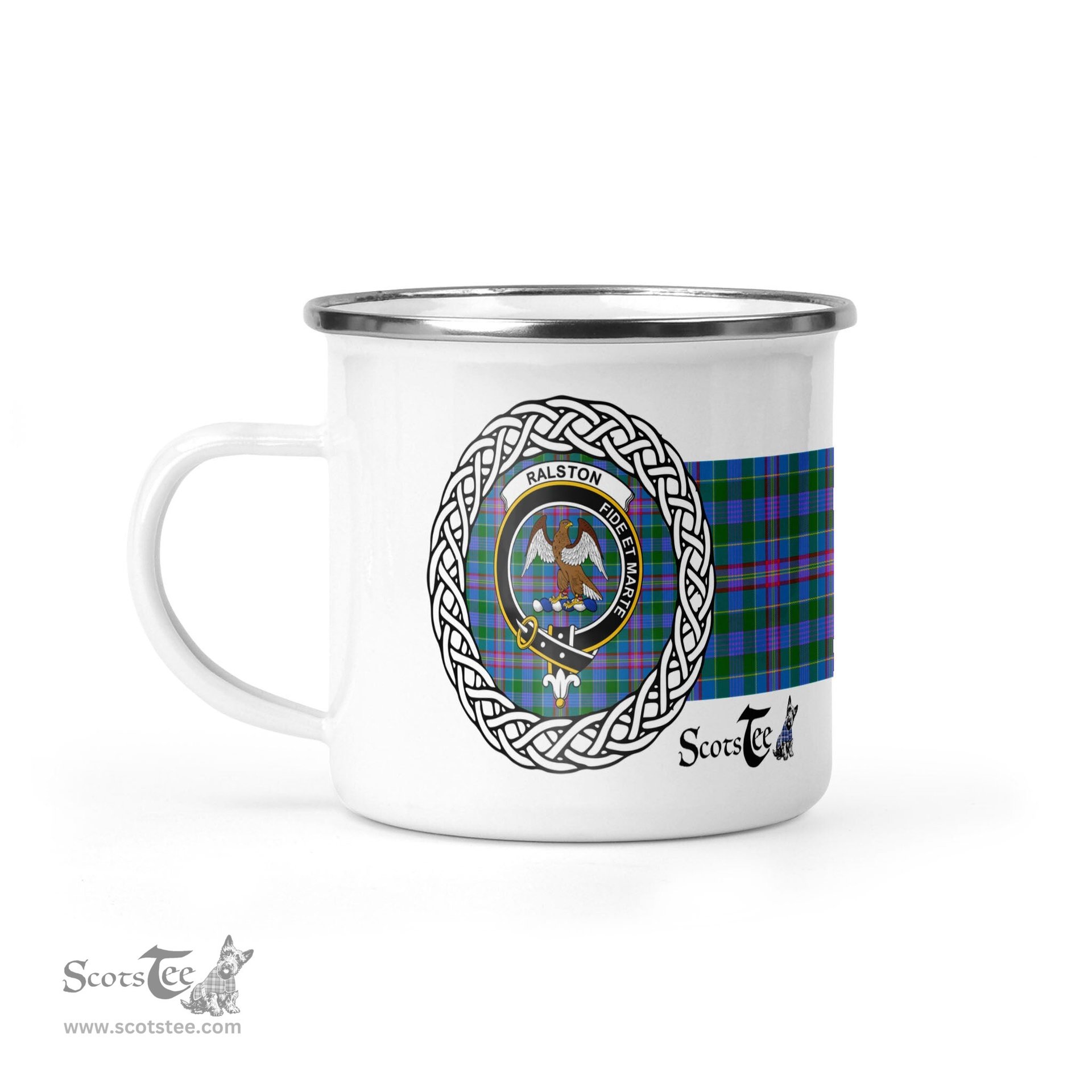 Scotstee Shop Tartan Plaid Camping Mug, Tartan Campfire Mugs, camping coffee mug Ralston Scottish Clan Tartan Crest Badge Coffee Mug Custom Scottish Mug