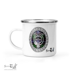 Scotstee Shop Tartan Plaid Camping Mug, Tartan Campfire Mugs, camping coffee mug Russell Clan Tartan Crest Badge