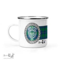 Scotstee Shop Tartan Plaid Camping Mug, Tartan Campfire Mugs, camping coffee mug Irvine Clan Tartan Crest Badge Coffee Mug Custom Scottish Mug