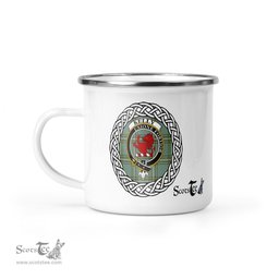 Scotstee Shop Tartan Plaid Camping Mug, Tartan Campfire Mugs, camping coffee mug Kelly Scottish Clan Tartan Crest Badge