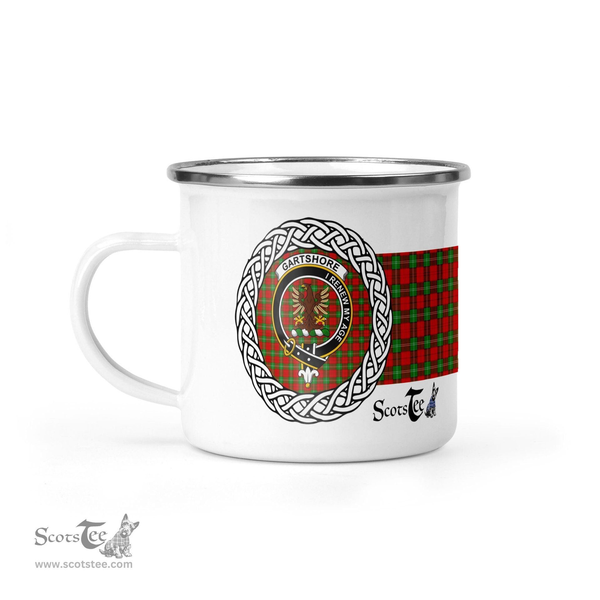 Scotstee Shop Tartan Plaid Camping Mug, Tartan Campfire Mugs, camping coffee mug Gartshore Scottish Clan Tartan Crest Badge Coffee Mug Custom Scottish Mug