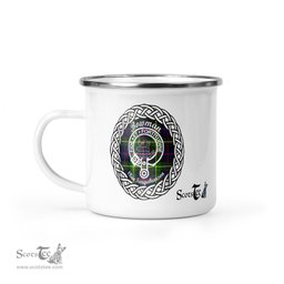 Scotstee Shop Tartan Plaid Camping Mug, Tartan Campfire Mugs, camping coffee mug Bowman Scottish Clan Tartan Crest Badge